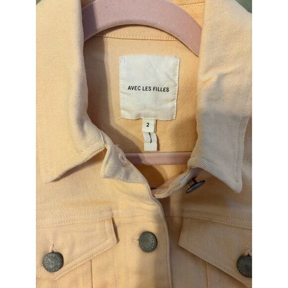 Avec Les Filles By Anthropologie Peach Denim Jacket Size 2 NWT - Picture 5 of 5